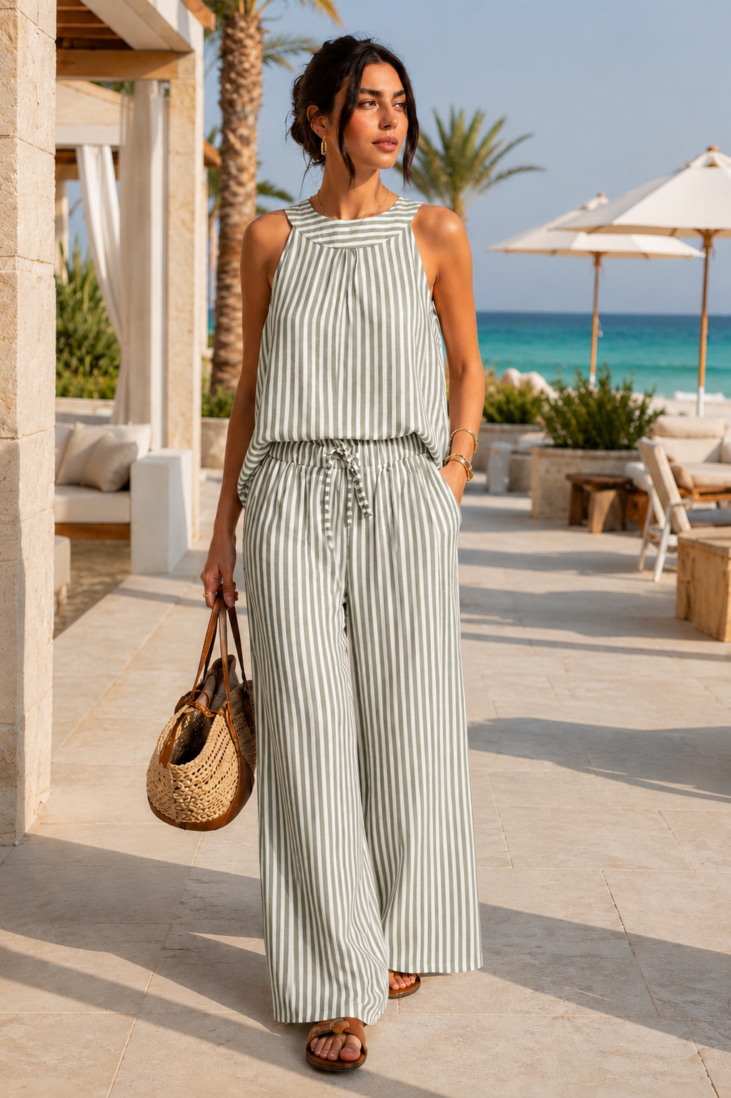 Striped Summer Halter Set