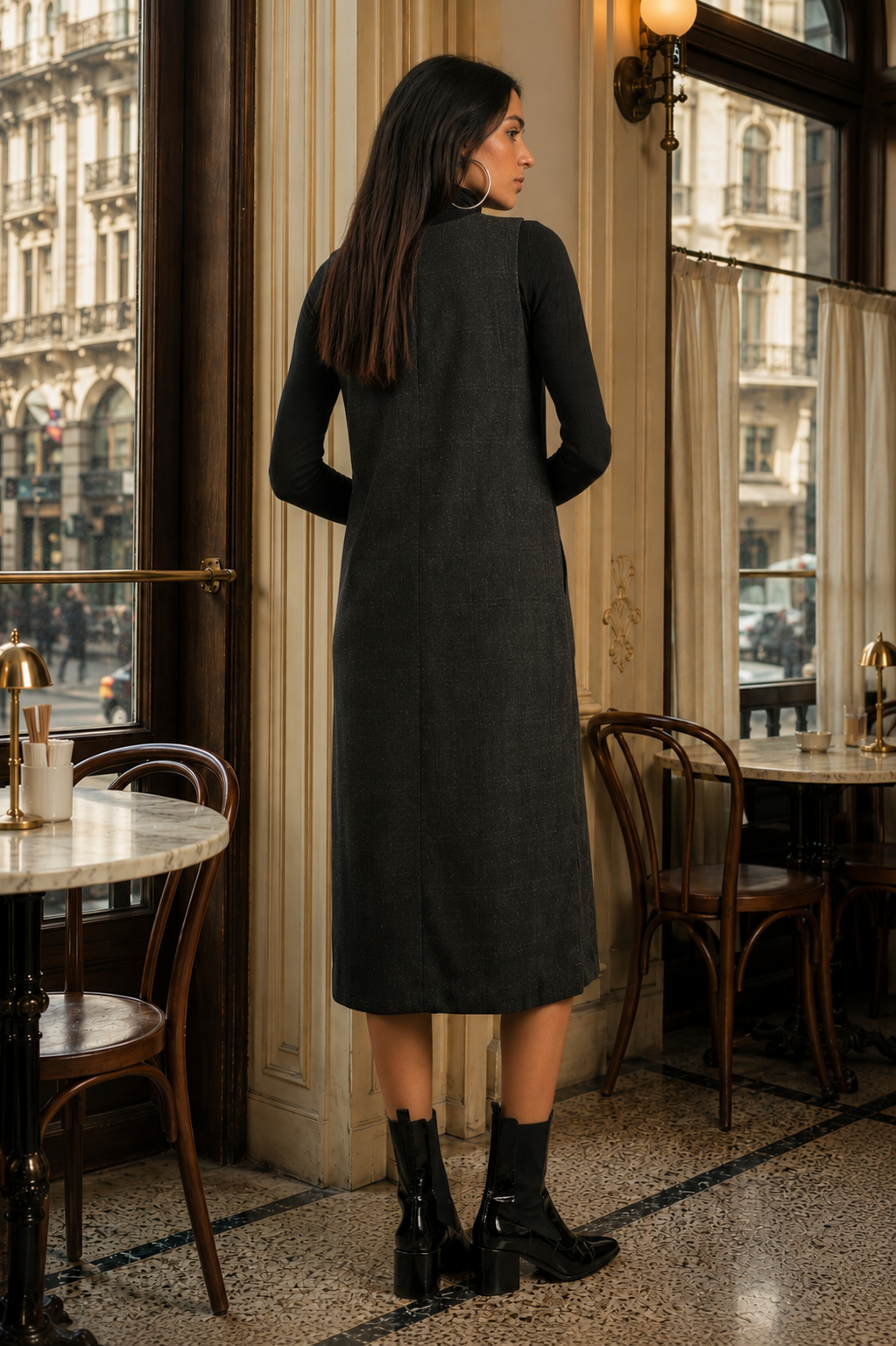 Wool front slit dress