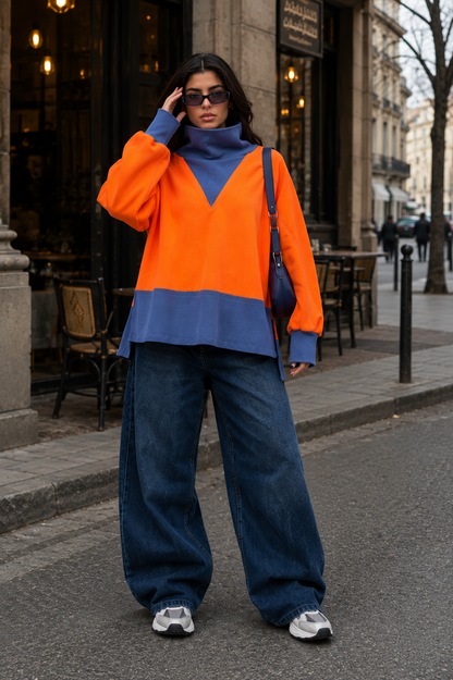 Color Pop High-Neck Sweatshirt