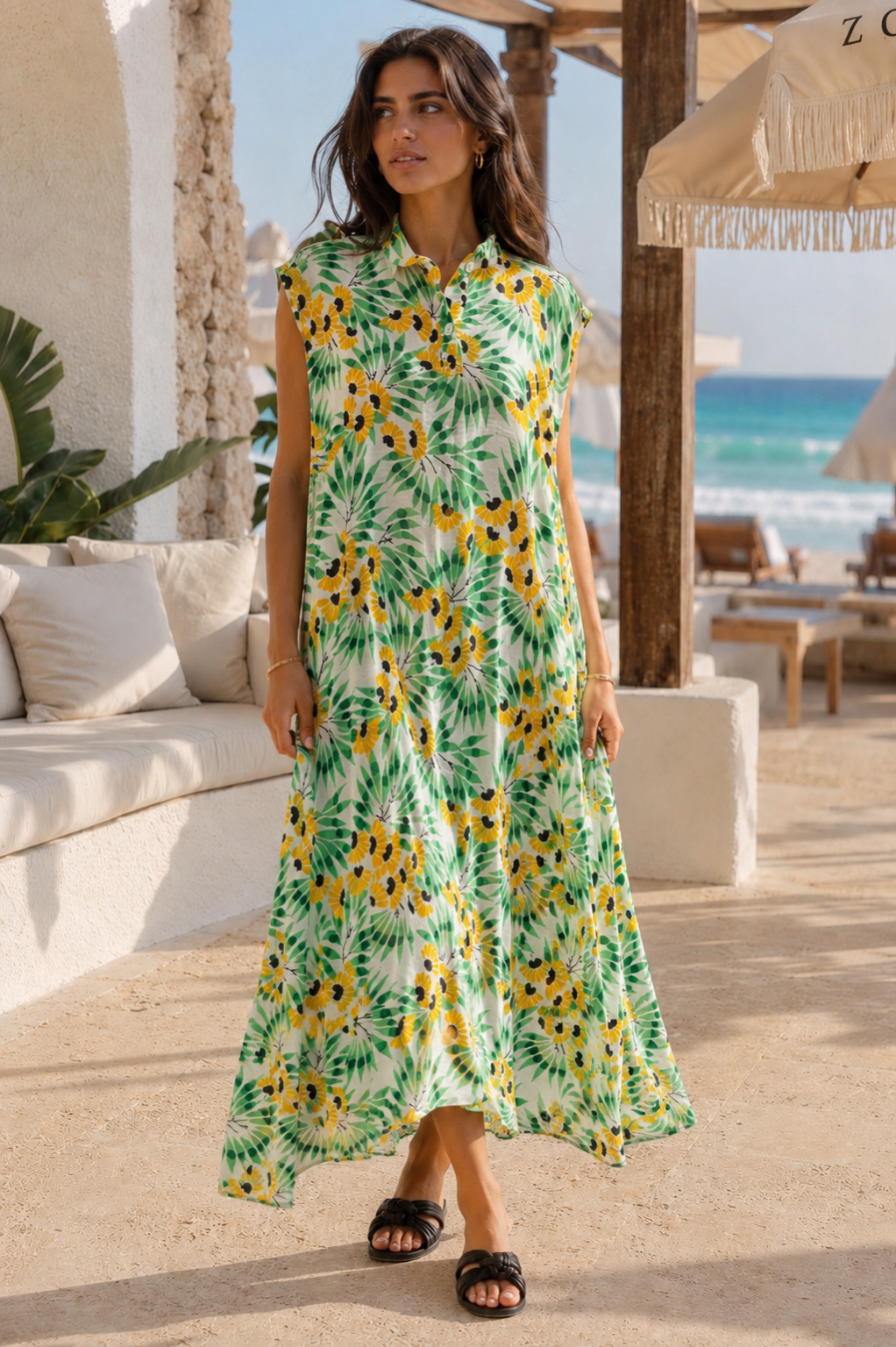 Flowered sleeveless dress
