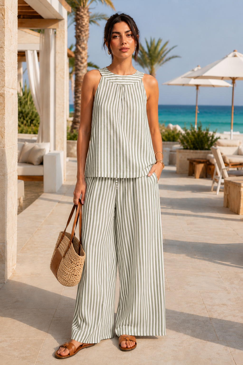Striped Summer Halter Set