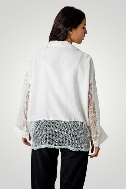 Cotton/net blouse