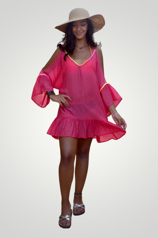 Coverup dress with pompoms