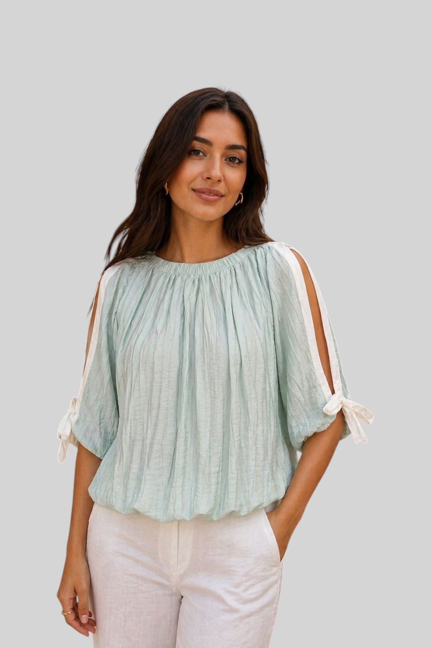 Mint Whisper Tie Top