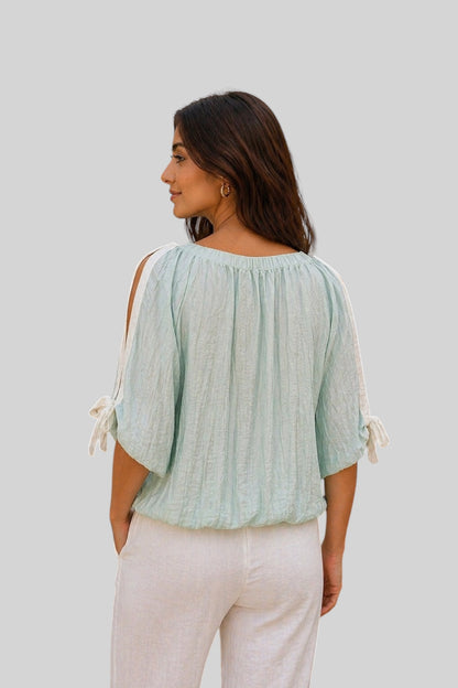 Mint Whisper Tie Top