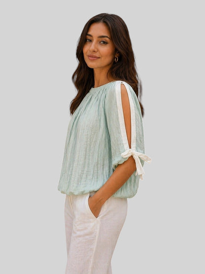 Mint Whisper Tie Top