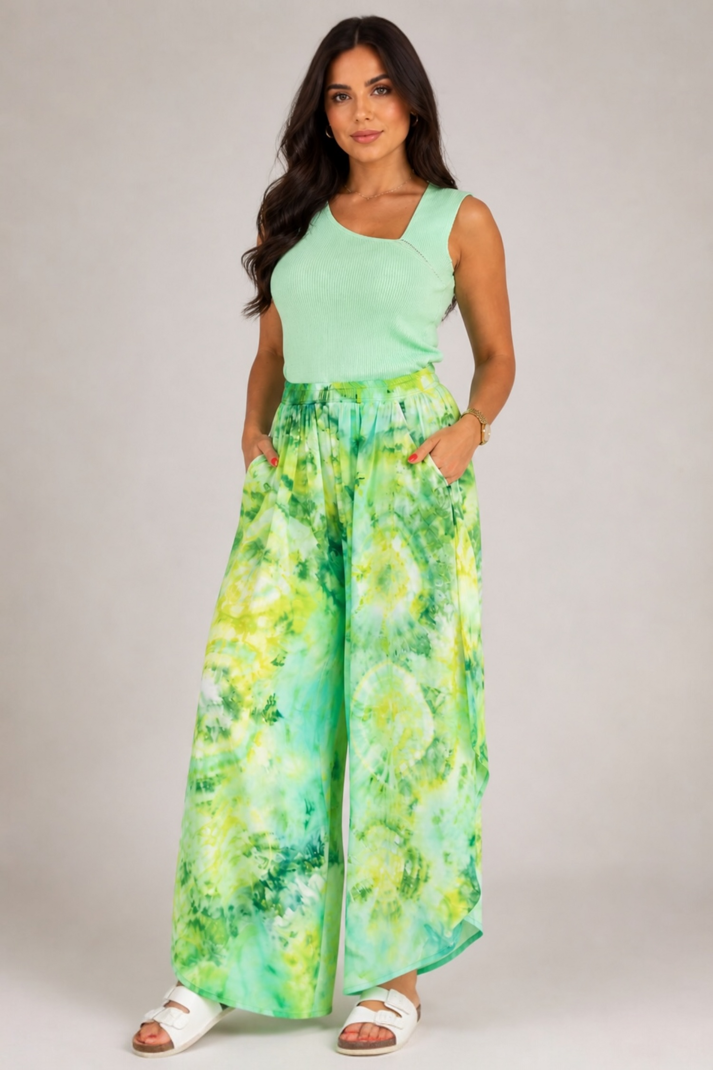 Ice Tie-Dye Flow Pants – Lime Green