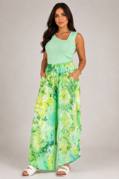 Ice Tie-Dye Flow Pants – Lime Green