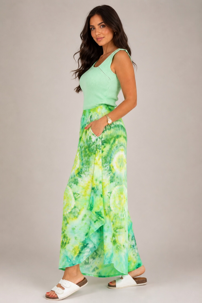 Ice Tie-Dye Flow Pants – Lime Green