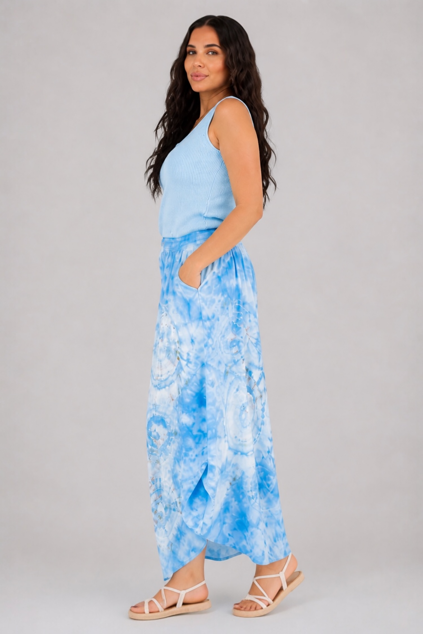 Ice Tie-Dye Flow Pants – Sky Blue
