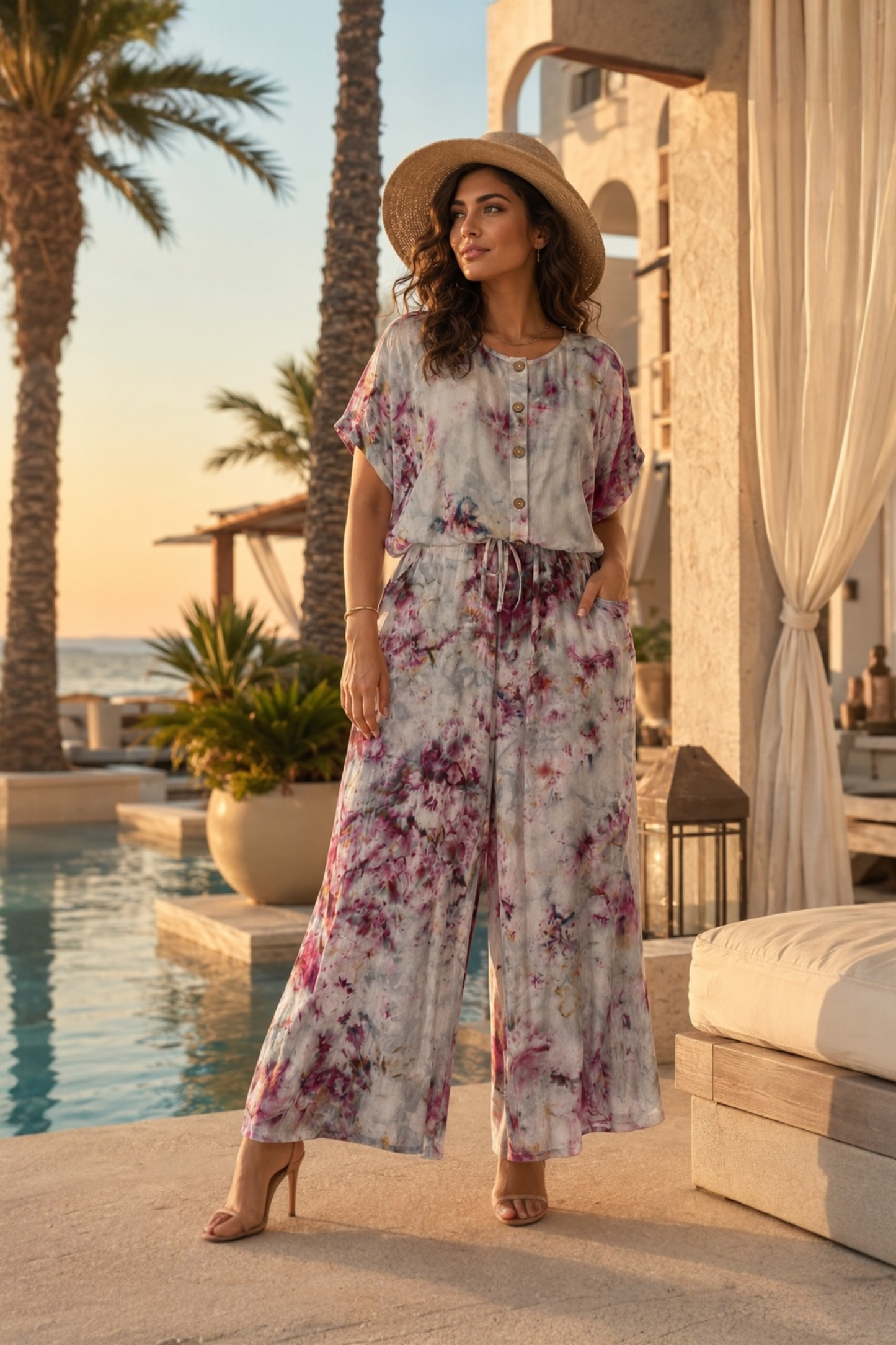 Blush Breeze Tie-Dye Jumpsuit