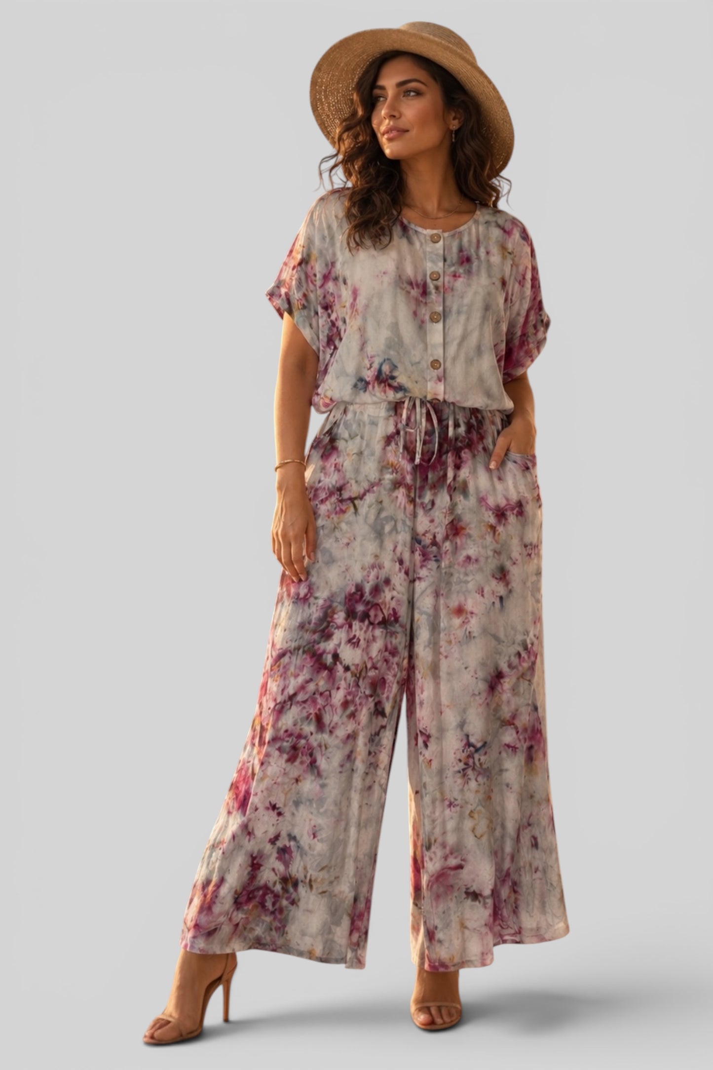 Blush Breeze Tie-Dye Jumpsuit