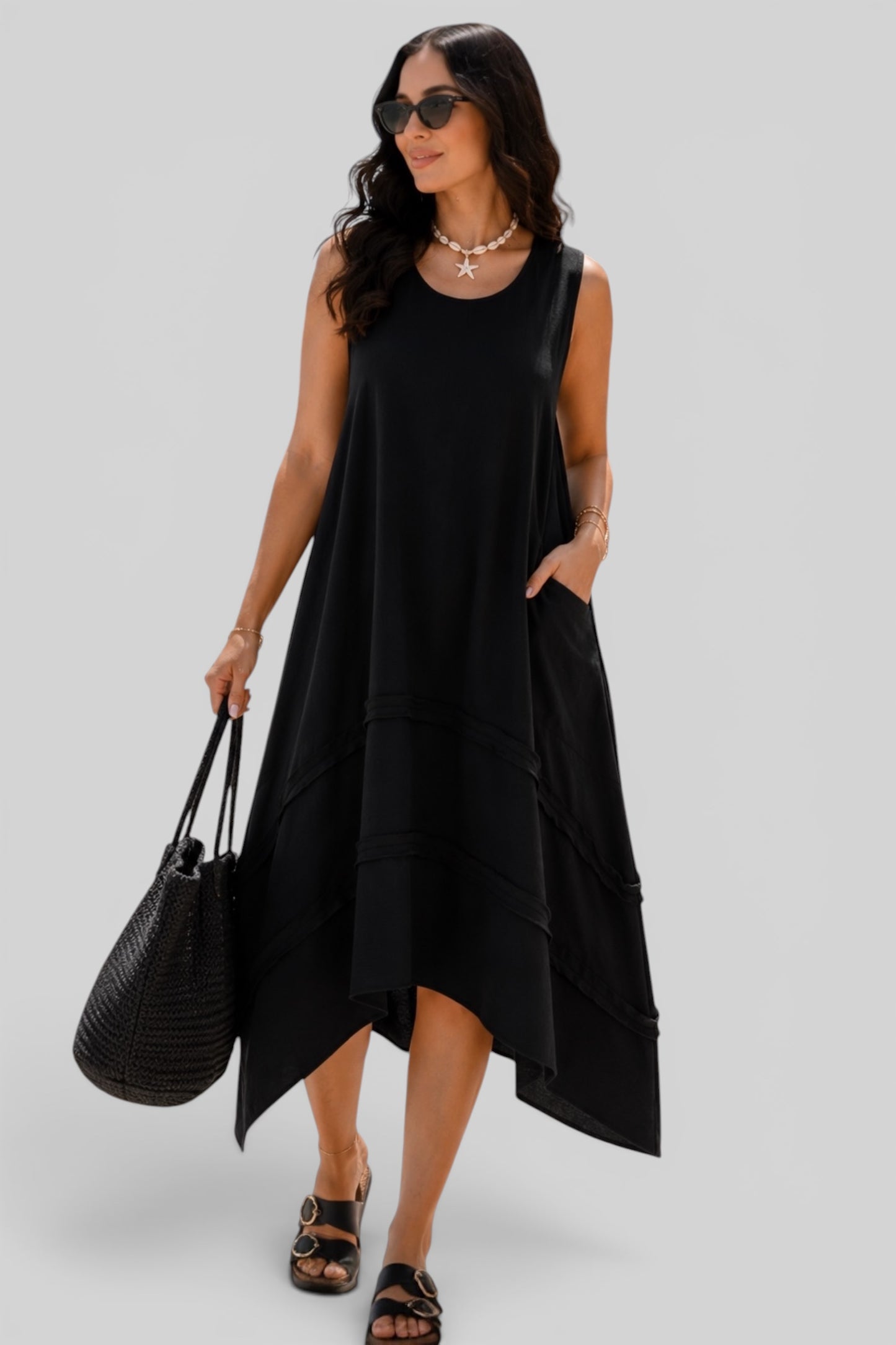 Flowy Resort Dress – Black