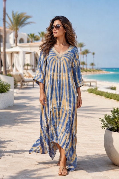 Tie Dye Flow Dress - Navy