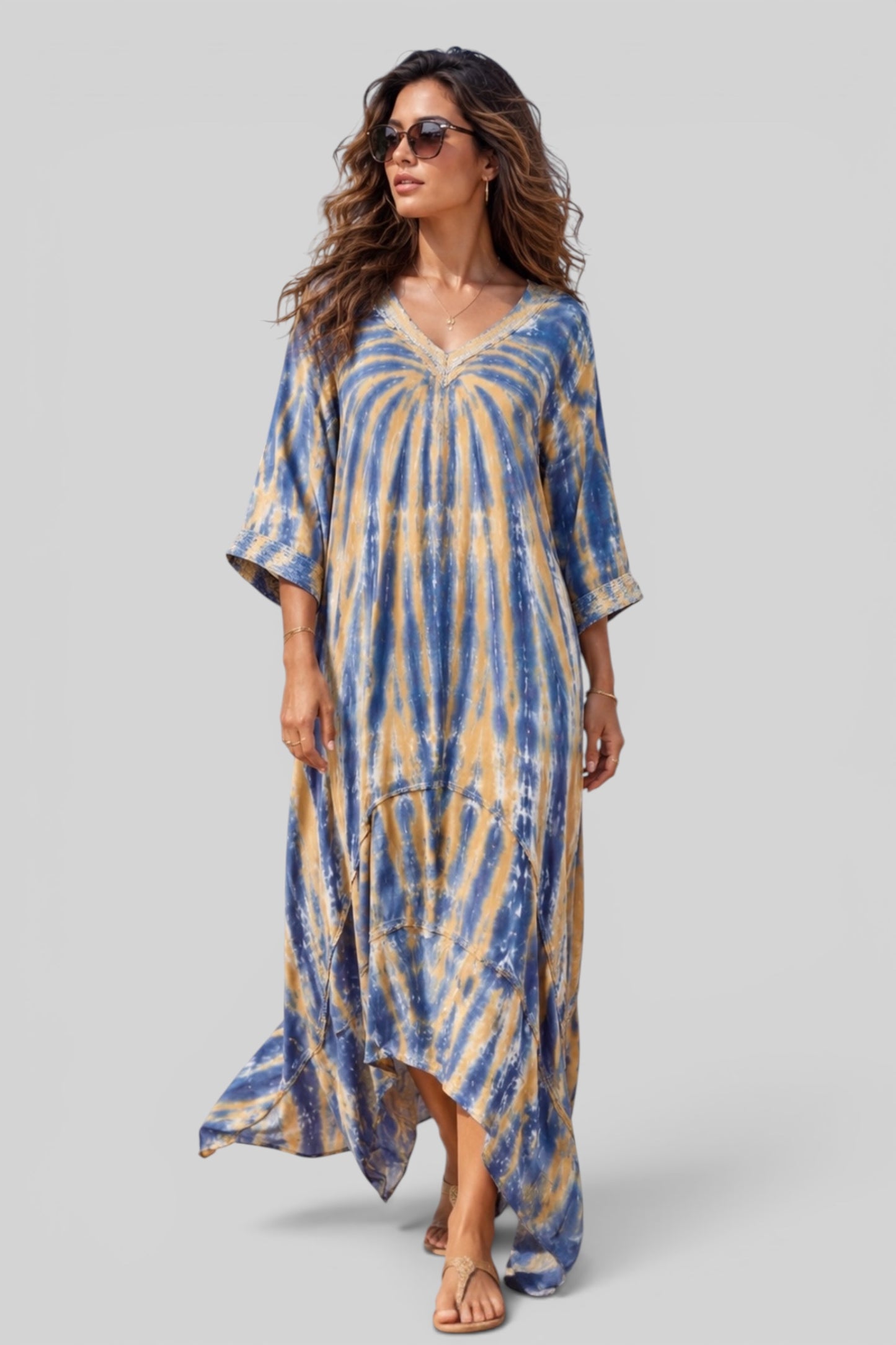 Tie Dye Flow Dress - Navy