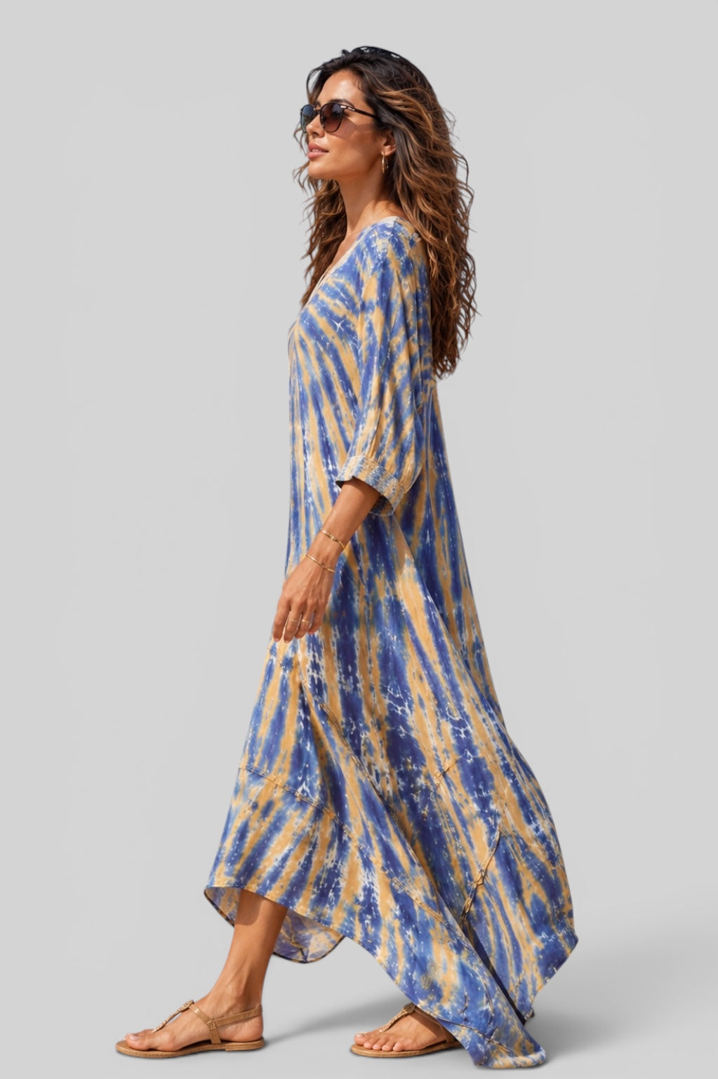 Tie Dye Flow Dress - Navy
