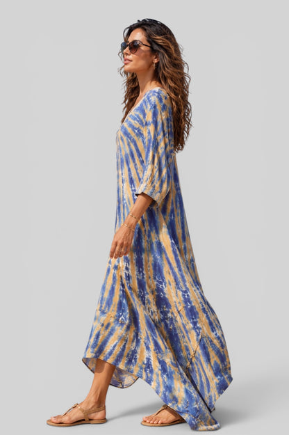 Tie Dye Flow Dress - Navy