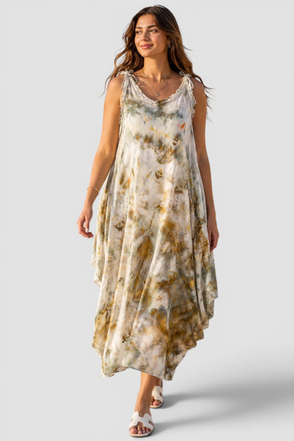 Olive marble strap dress