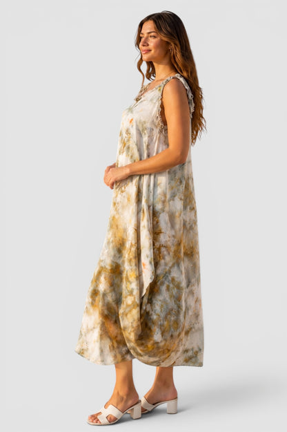 Olive marble strap dress