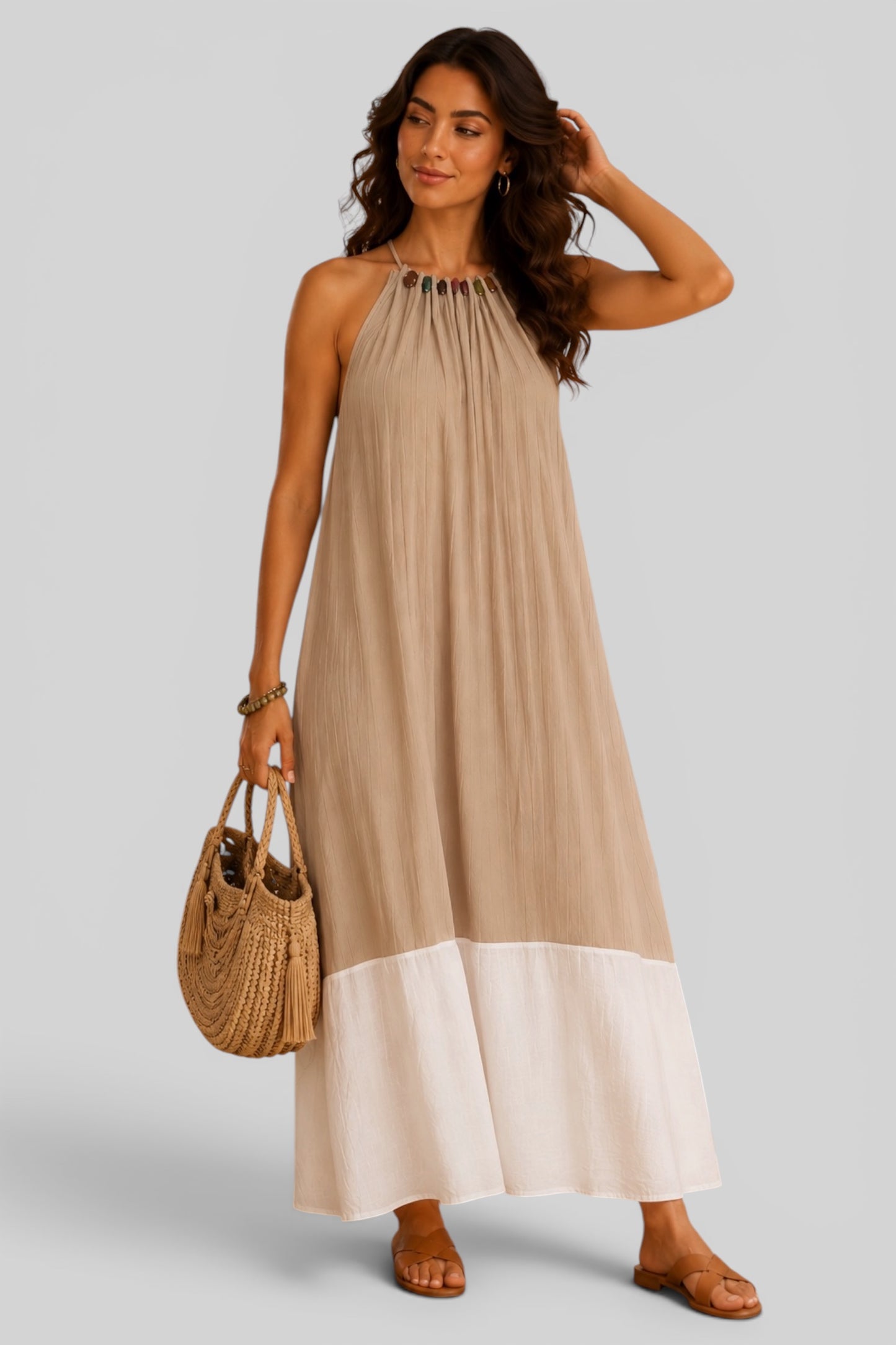 Beige Agate Glow Maxi Dress