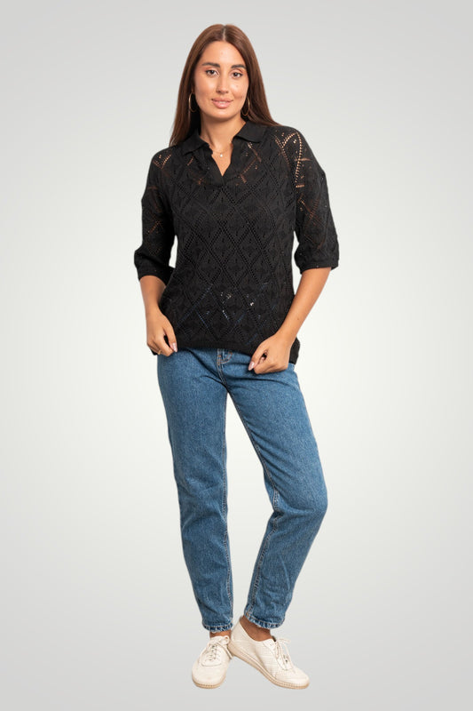 Knit polo top