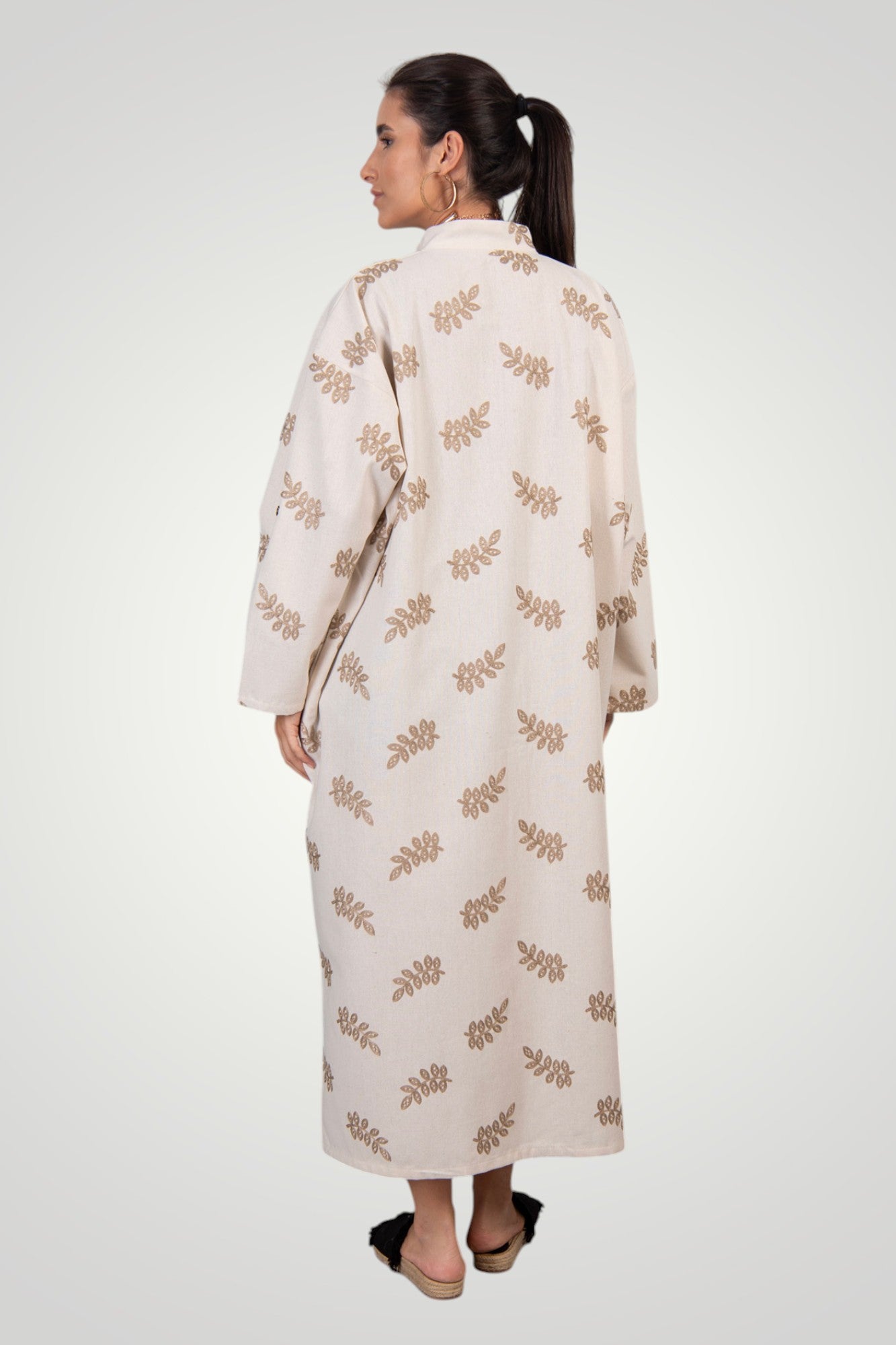 Embroidered linen shirt dress
