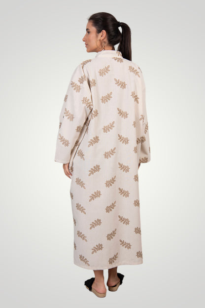 Embroidered linen shirt dress
