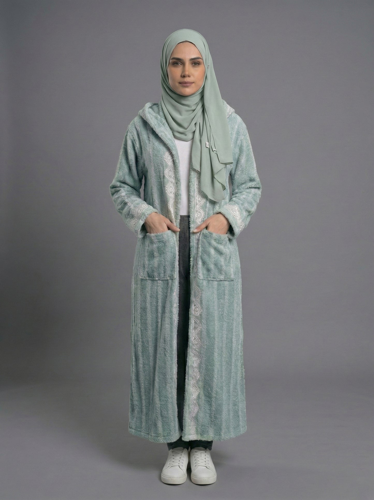 كارديجان طويل محبوك ناعم بلون النعناع