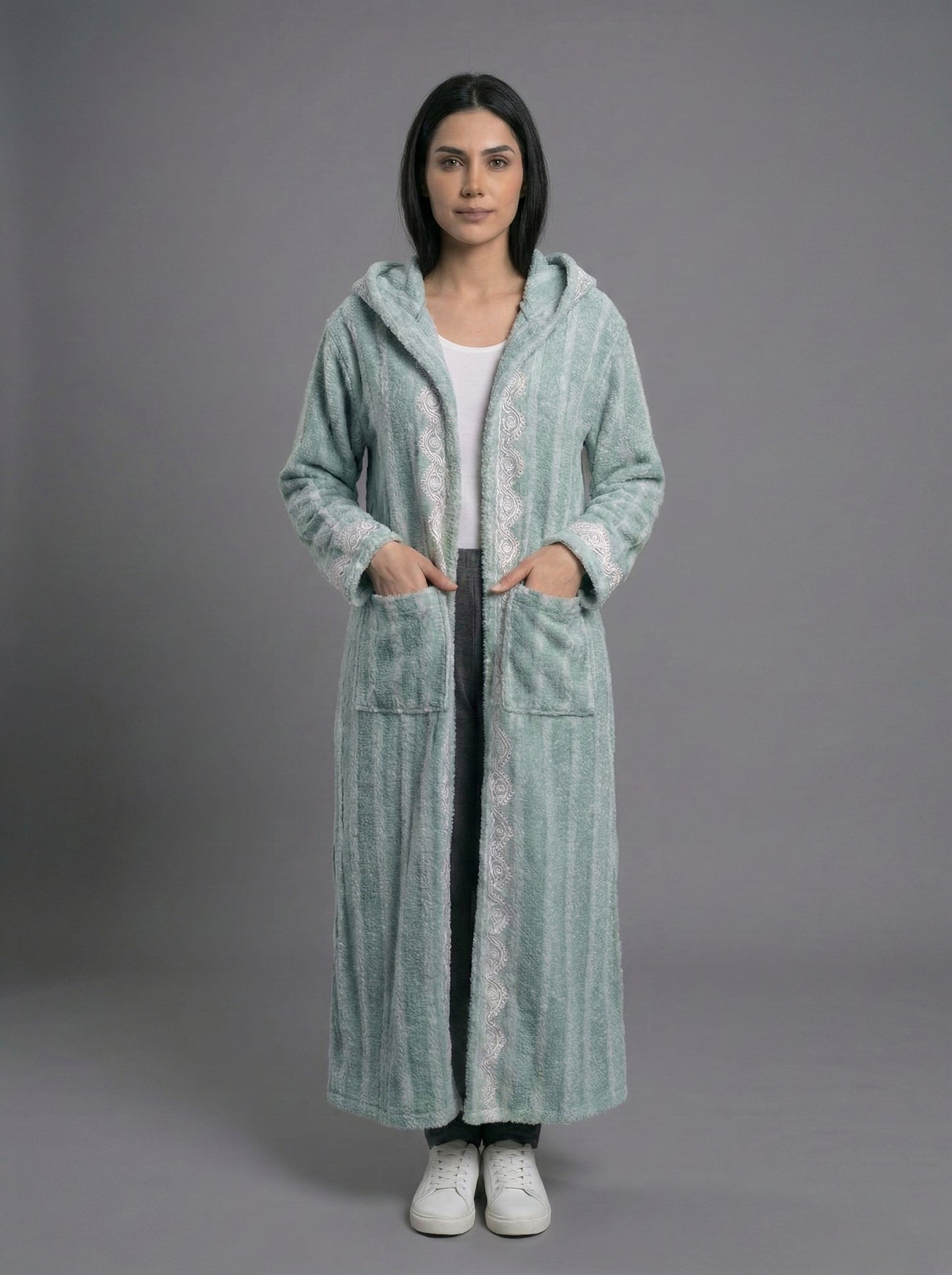 كارديجان طويل محبوك ناعم بلون النعناع